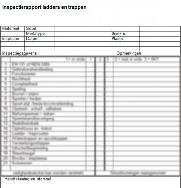 Inspection list for climbing equipment, ladders and stairs