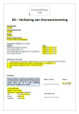 EC Declaration of Conformity for machinery or assemblies intended for use in potentially explosive atmospheres.