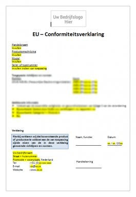 EU Declaration of Conformity for Personal Protective Equipment - PPE