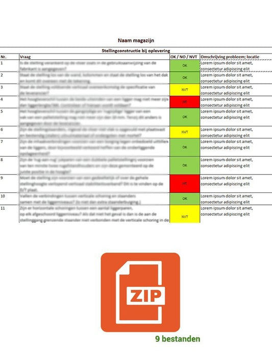 Set Inspection Lists Warehouse Racks
